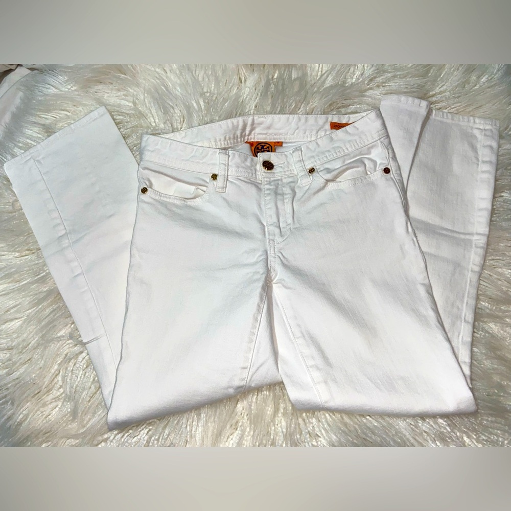 Tory Burch Women's White Straight Leg Jeans